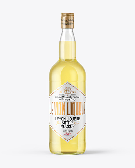 1L Clear Glass Liqueur Bottle Mockup