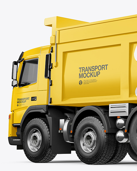 Tipper Truck Mockup - Back Half Side View dumping 240905