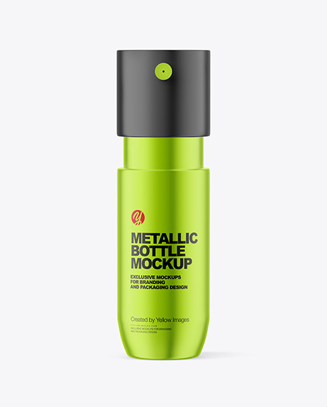 Cosmetic Bottle with Pump Mockup Metallic