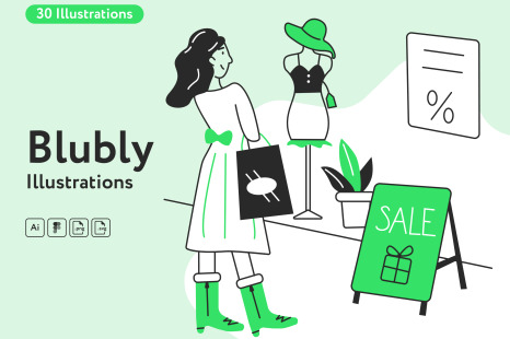 Blubly Shopping Illustrations