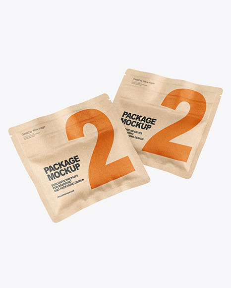 Two Matte Kraft Pouches Mockup