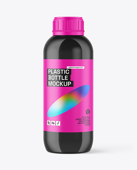 1L Glossy Plastic Bottle Mockup