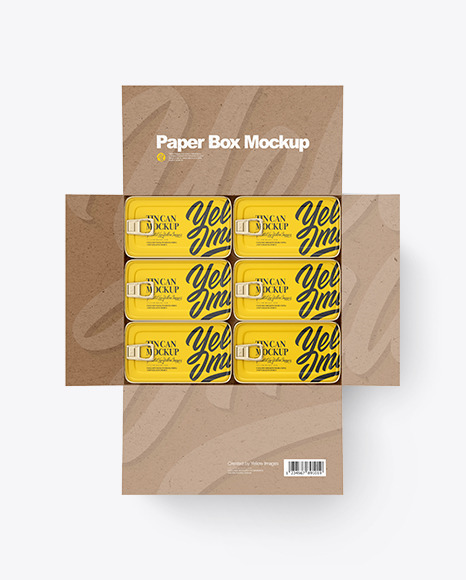 Kraft Box with Fish Cans Mockup