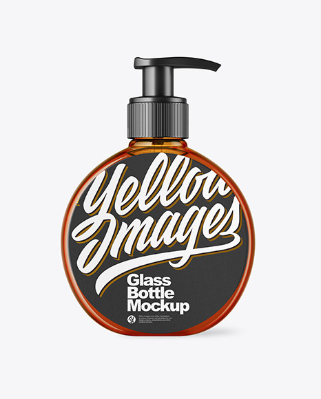 Amber Cosmetic Bottle w/ Pump Mockup