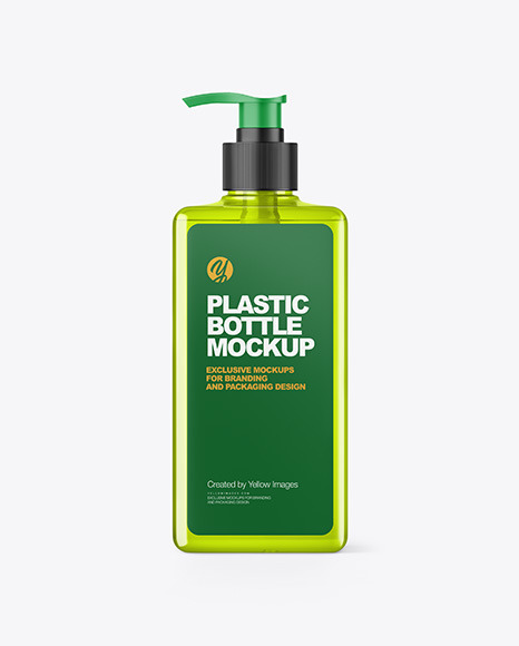Color Plastic Cosmetic Bottle with Pump Mockup