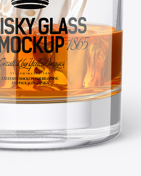 Whisky Tumbler Glass With Ice Cubes Mockup - Free Download Images High  Quality PNG, JPG