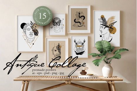 Antique Collage. 15 Premade Posters