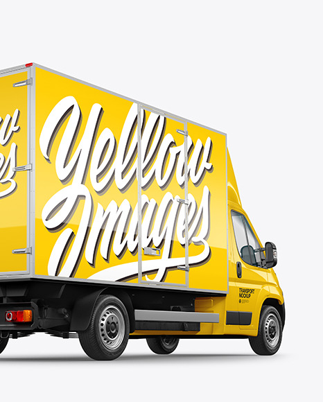 Box Truck Mockup - Back Half Side View