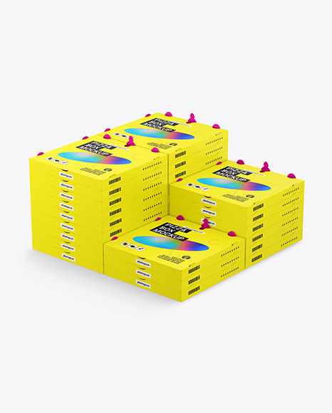 Paper Pizza Boxes Mockup