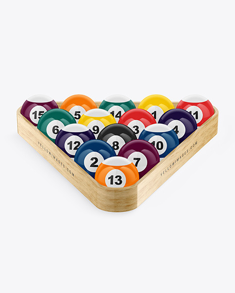 Glossy Billiard Balls w/ Wooden Triangle