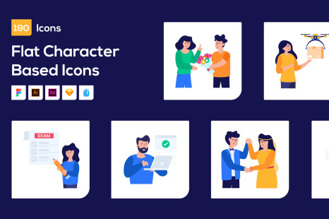 190 Flat Character-Based Icons