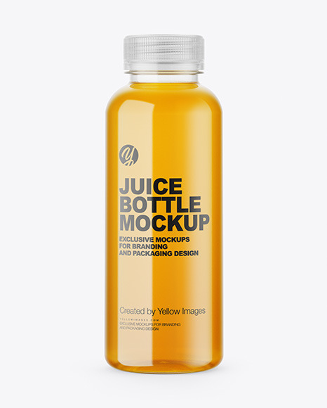 Clear Bottle with Apple Juice Mockup
