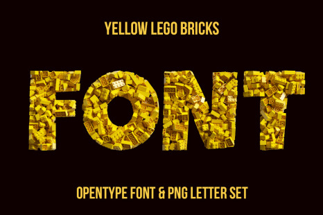 Yellow Lego Bricks Font