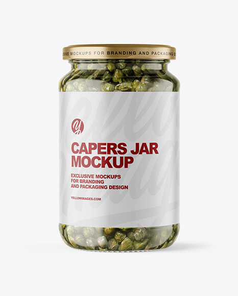 Clear Glass Jar with Capers Mockup
