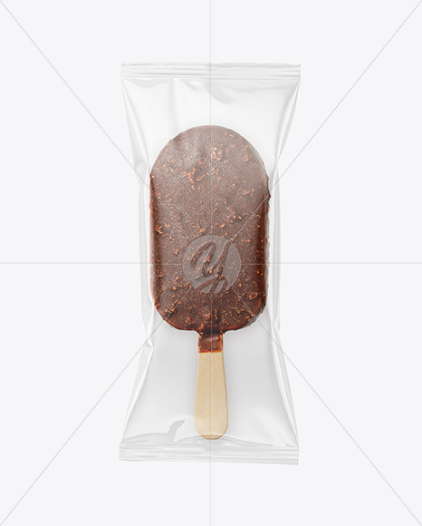 Chocolate Popsicle Ice Cream with Nuts Mockup