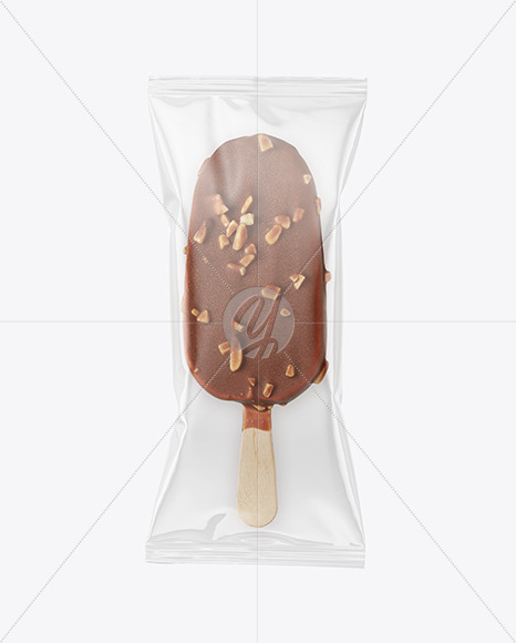 Chocolate Popsicle Ice Cream with Nuts Mockup