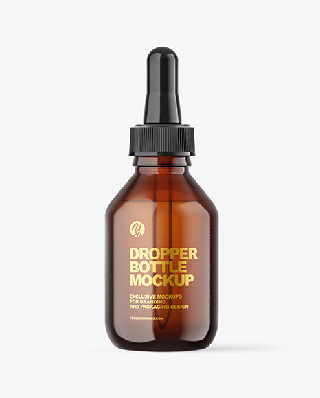 Amber Glass Dropper Bottle Mockup