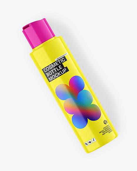 Glossy Plastic Cosmetic Bottle Mockup