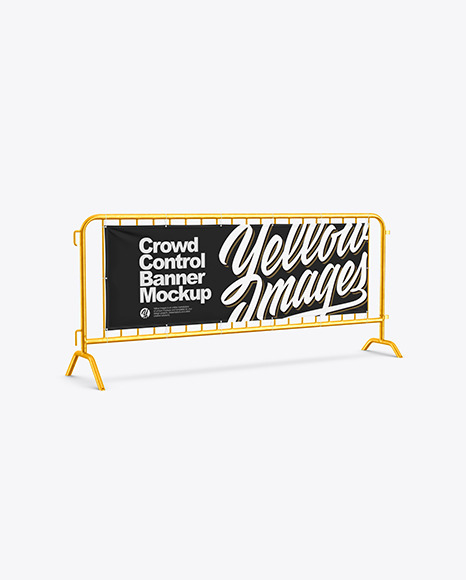 Crowd Control Banner with Metallic Frame Mockup