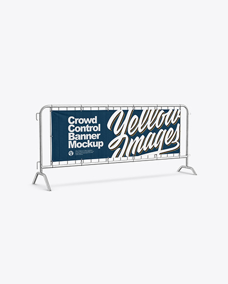Crowd Control Banner with Metallic Frame Mockup
