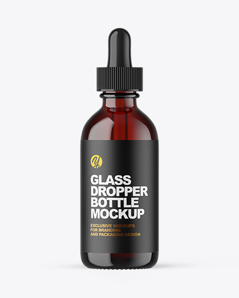 Dark Amber Glass Dropper Bottle Mockup