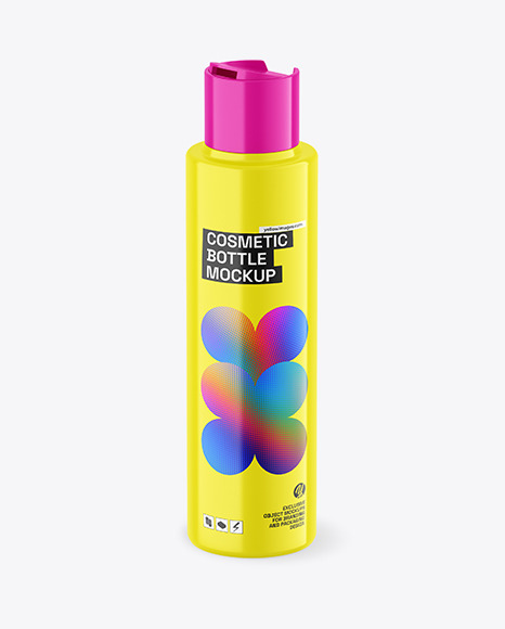 Glossy Plastic Cosmetic Bottle Mockup