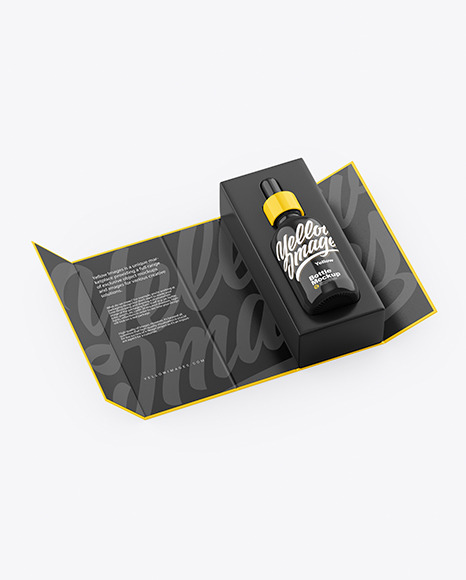 Glossy Dropper Bottle in a Box Mockup