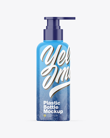 Glossy Plastic Bottle with Pump Mockup