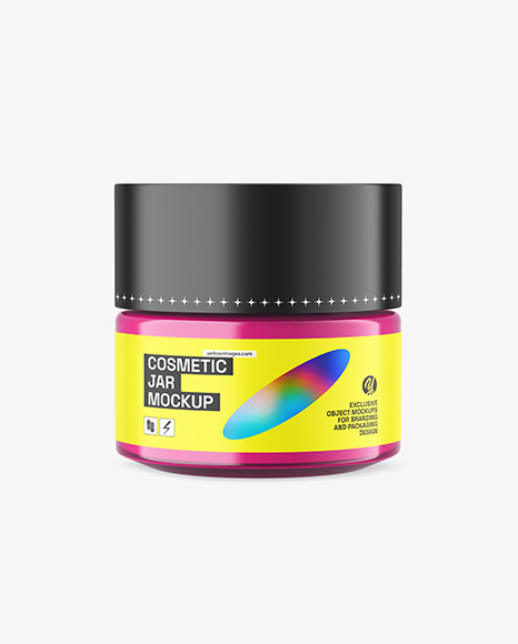 Colored Glass Cosmetic Jar Mockup