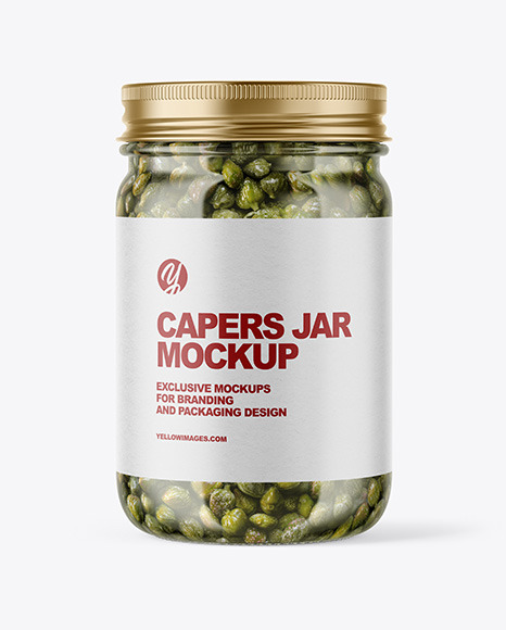 Clear Glass Jar with Capers Mockup