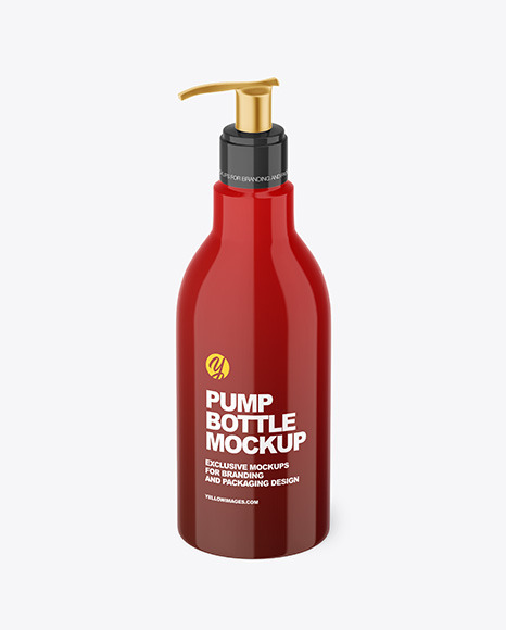 Glossy Bottle with Pump Mockup