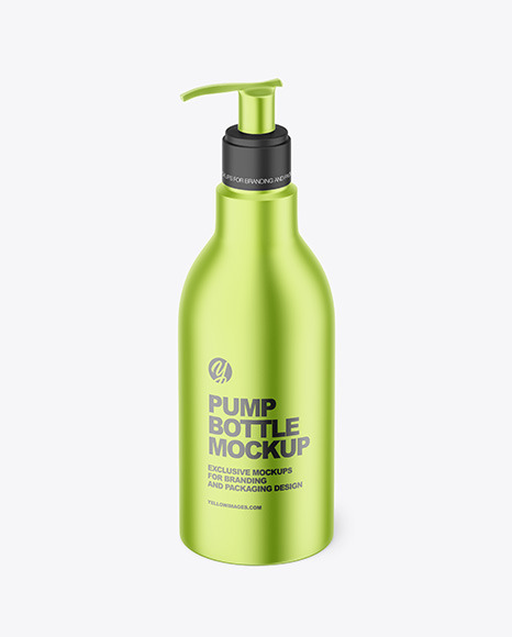 Matte Metallic Bottle with Pump Mockup