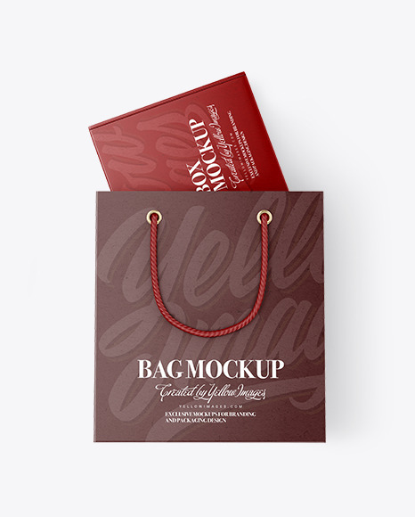 Kraft Paper Shopping Bag With Box Mockup