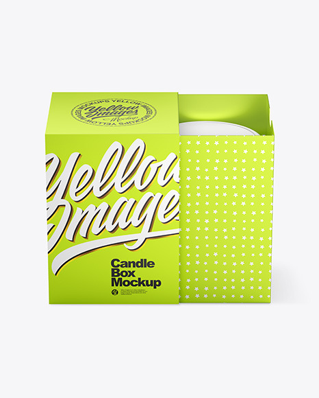Opened Metallized Box w/ Candle Mockup