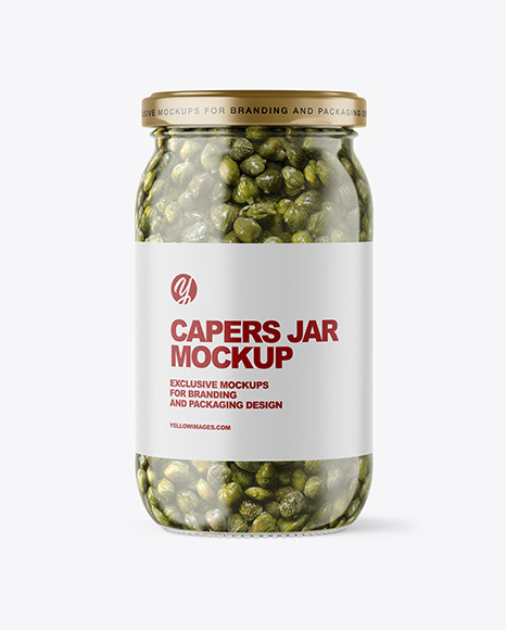 Clear Glass Jar with Capers Mockup