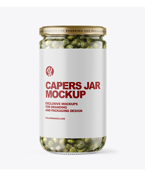 Clear Glass Jar with Capers Mockup