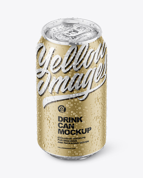 Matte Metallic Aluminium Can with Drops Mockup