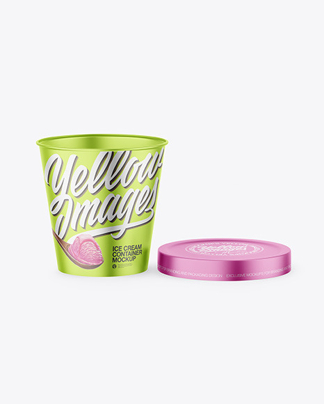 Opened Matte Metallic Ice Cream Cup Mockup