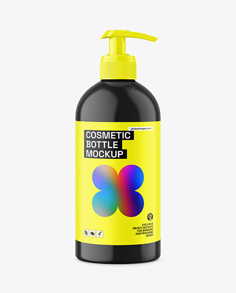Glossy Plastic Bottle with Pump Mockup