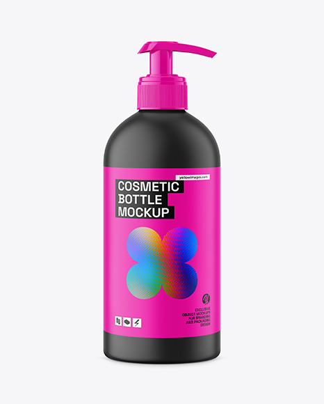 Matte Plastic Bottle with Pump Mockup