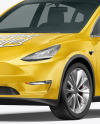 Electric Car on Charging Station Mockup - Half Side View