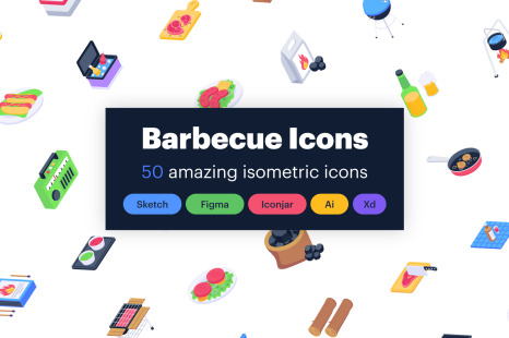 50 Isometric Barbecue Vector Icons