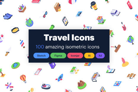 100 Isometric Travel Vector Icons