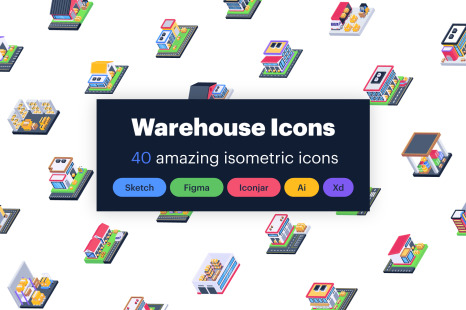 40 Isometric Warehouse Icons