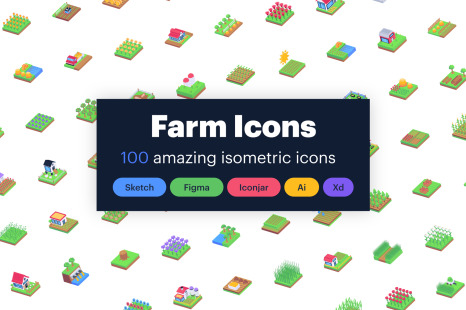 100 Isometric Farm Icons