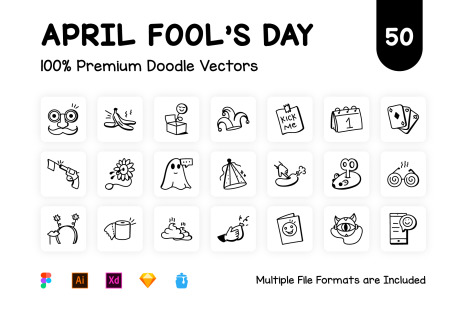 50 Doodle April Fool’s Day Icons