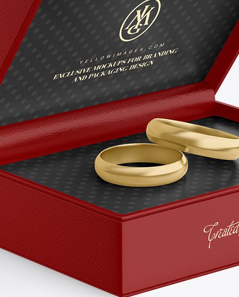 Jewelry Case with Wedding Rings Mockup