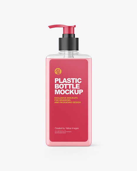 Clear Liquid Soap Cosmetic Bottle with Pump Mockup