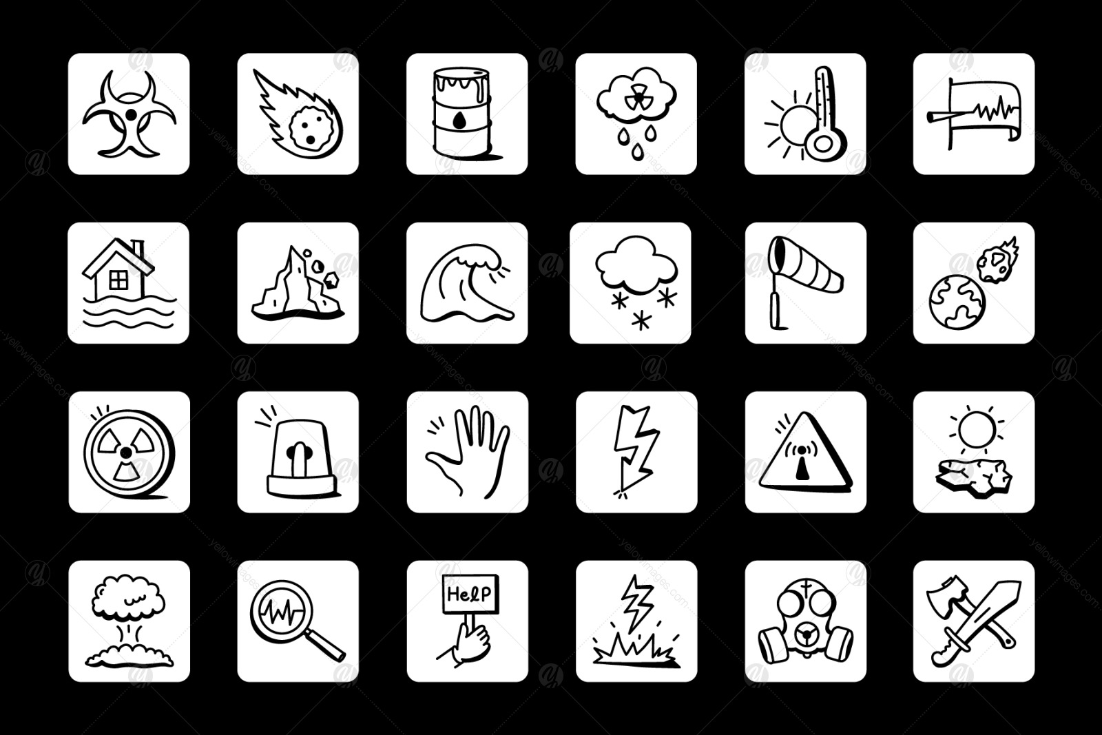 50 Flat Natural Disaster Vector Icons