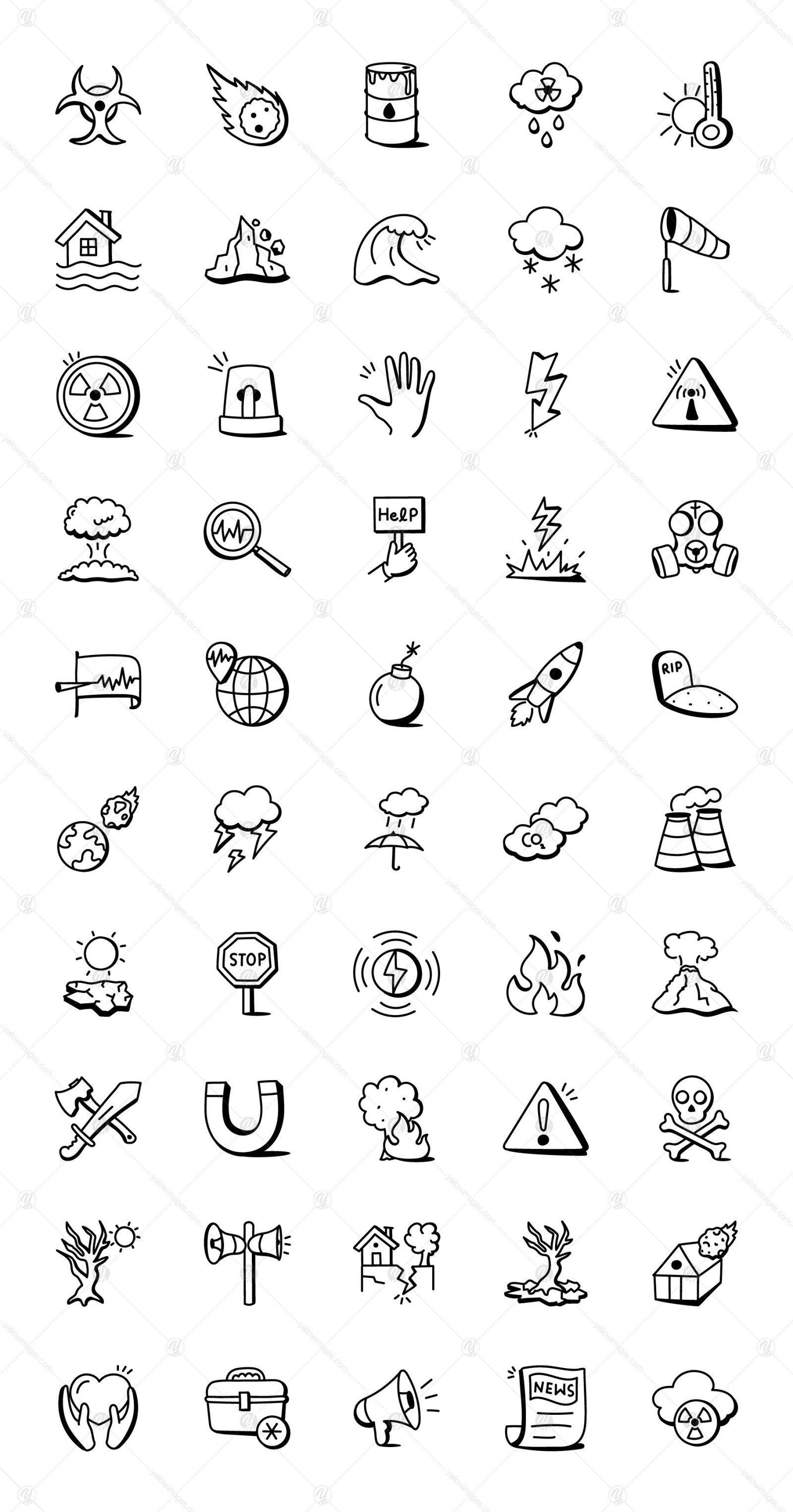 50 Flat Natural Disaster Vector Icons